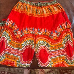 Tribal Red and Orange Women's Pants Harem Buddha Yoga Zen Meditation Vacation